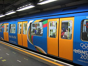 A London Underground train decorated to promot...